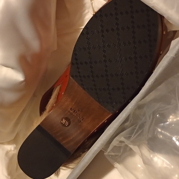 NWT Gucci Calfskin Fur Horsebit Amstel Slingback Clogs NIB - Picture 8 of 10